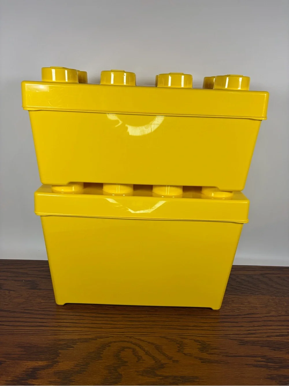 LEGO Storage Brick Case Set 8 Stud Large & Small Yellow Stackable Bin Containers